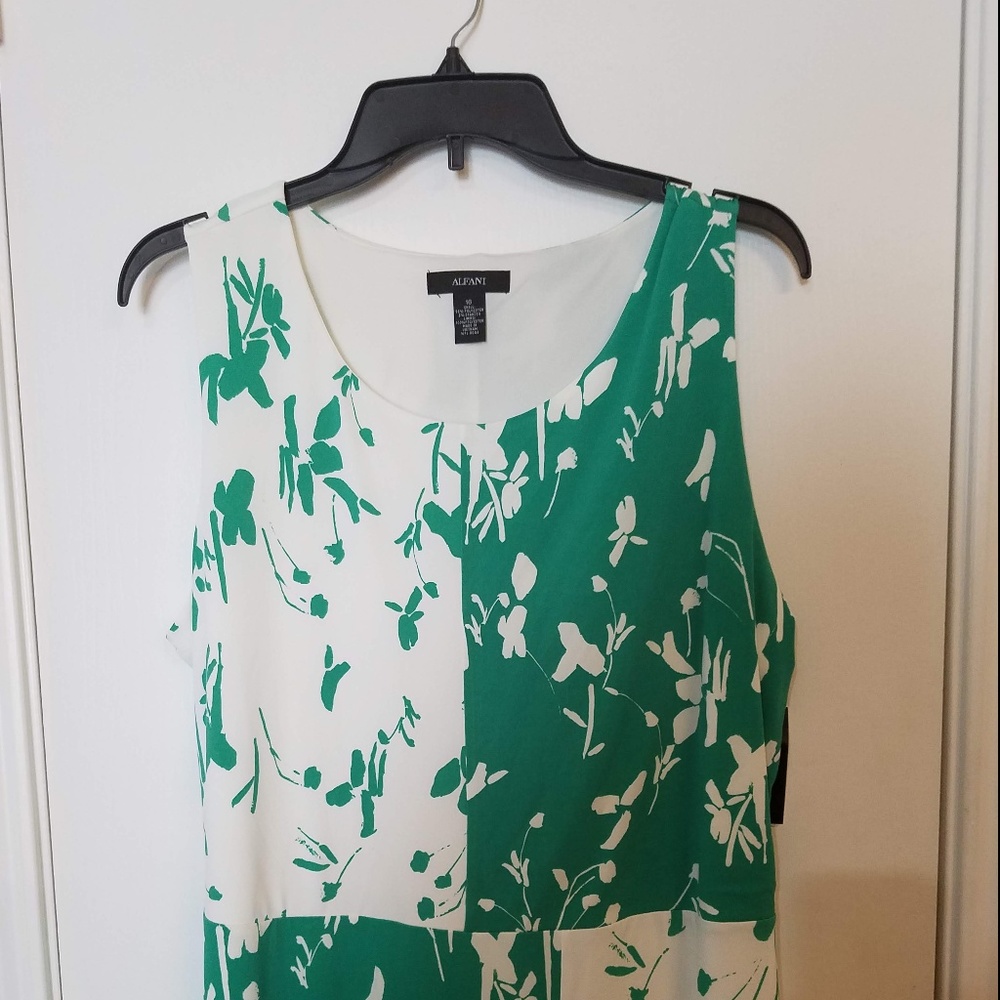 Alfani green and white dress